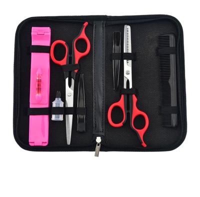 China Professional Hair Salon Supplies Thinning Scissors Right Handed Scissors Thinning Scissor Comb 7 Pieces Barber Home Set for sale