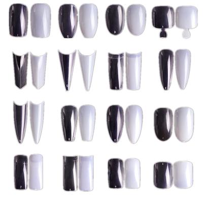 China HOT French ABS Toenail DIY Nail Art Full Cover Pointed False Nails Non-marking Transparent Artificial Finger Toe Short Nails for sale