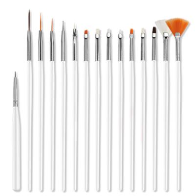 China Durable Wholesale Nail Tools Nail Art Brush Mark 15 Pieces Multi-Spec. nylon nail brush set for sale