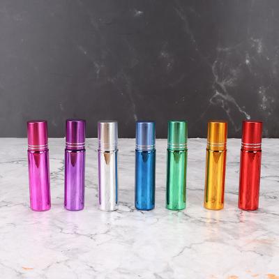 China Cosmetic Factory Sales Direct UV Plated Stain 10ml Ball Glass Perfume Bottle for sale