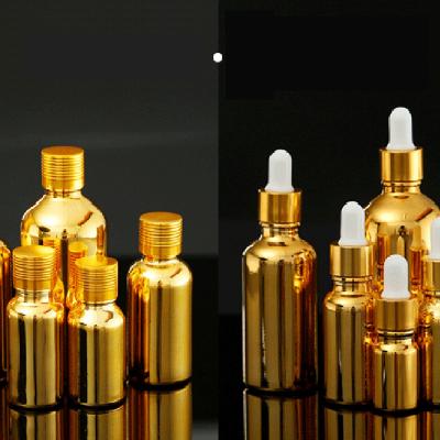 China 5ml Essential Oil Cosmetic 50ml Electroplating Bottle Olive Oil Glass Bottle Dropper Bottle for sale