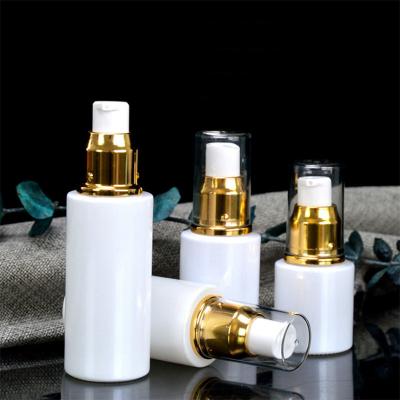 China 1oz 4oz 20 Screw Cosmetic Lotion Glass Cosmetic Pump Bottle Cosmetic Spray Bottle for sale