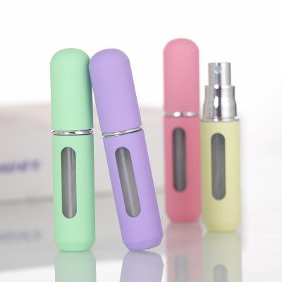 China Macaron Candy Color Aluminum Oxide Cosmetic Shell Spray Bottle Empty Cosmetic Mist Perfume Bottom Filled Fine Vial for sale