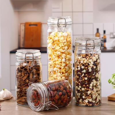 China Loop Sustainable Storage Tank Sealed Glass Box Metal Clip Honey Juice Grain Tea Food Containers for sale