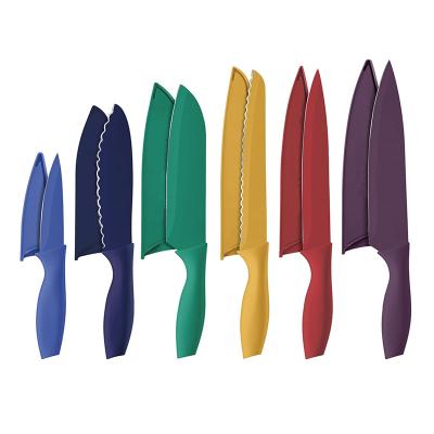 China Amazon 6 Piece Stainless Steel Color Sustainable Hot Selling Kitchen Knife Set With Blade Guards for sale