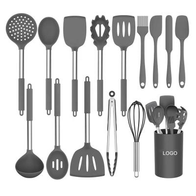 China Sustainable Amazon Hot Selling 15 Piece Silicone Cooking Utensils Set, Non-Stick and Heat-Resista for sale