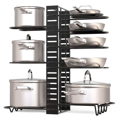 China Amazon Wholesale CLASSIC 4/8 Tiers Kitchen Pots and Pans Organizer Hot Selling Pot Lid Rack Holder for Pan for sale