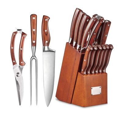 China Lo Mas Vendido CLASSIC Hot Selling 16PCS Custom Logo Kitchen Knives Kitchen Knife Set With Wooden Block for sale