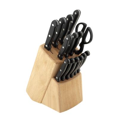 China Hot Sale 15pcs Eco-friendly German Stainless Steel Professional Kitchen Knife Set With Wooden Block for sale