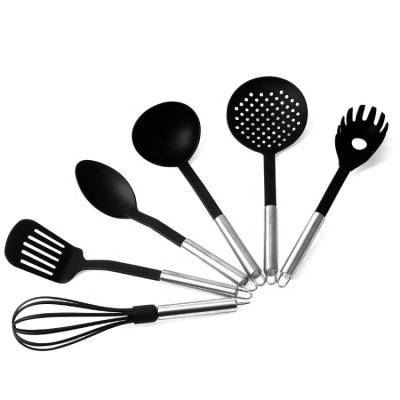 China Free Sample Food Grade 6PCS Sustainable Nylon Kitchen Utensils Set Non Stick Nylon Kitchen Utensil Set for sale