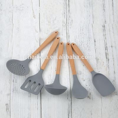 China Amazon Sustainable 5PCS Kitchen Utensil Set Hot Selling Silicone Cooking Tool Kit for sale