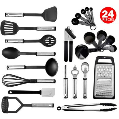 China Sustainable Kitchen Utensil Set 24 Set Nylon, Stainless Steel, Non-Stick And Heat Resistant Cooking Utensil Utensil Set for sale