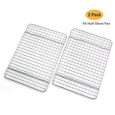 China Amazon Sustainable Hot Selling Stainless Steel Cooling Baking Rack Set Of 2 - Oven Safe Wire Racks Fit Quart Sheet Pan for sale