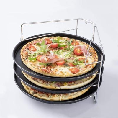 China Durable High Quality Mold Set 4 Layer Folding Pizza Pan With Non Stick 3 Pizza Pan for sale