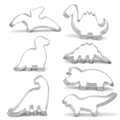 China High Quality Viable Stainless Steel 7pcs Dinosaur Cookie Cutter Set for sale