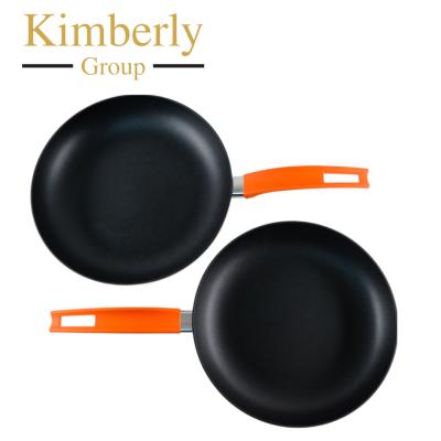 China Sustainable Orange Handle Kitchen Ware Aluminium Fry Pan Non Stick Pan Frying for sale