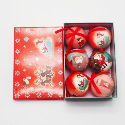 China Paper Foam Santa Pattern Painting Custom Paper Wrapped Foam Christmas Ball for sale