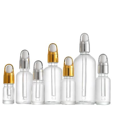 China Dropper Bottle Glass Spray Bottle Refined Oil Glue Head Cosmetic Transparent Glass Essence for sale