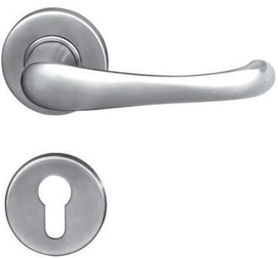 China Fire Rating Brushed Steel Internal Door Handles L Shape Satin Steel Door Handles for sale