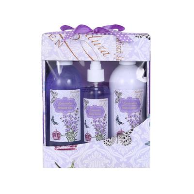 China Wholesale Family Private Label Body Spray Lavender Bath Gift Set With Bath Sponge for sale