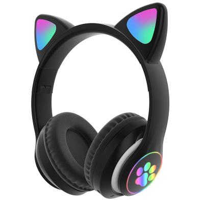 China B39 Earphone in Black and Pink Girls Over Cute Cat Claw Gaming Headset Wireless BT Ear Gamer Headphones with Ears for Song for sale