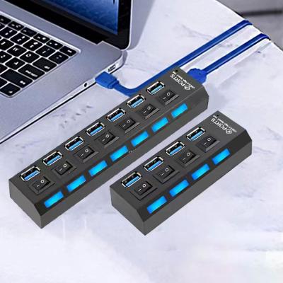 China 4-port USB 2.0 Data Hub With Person Led 4 In 1Ports High Speed ​​Desktop Usb Hub Port Splitter 4 Individual Led Power Switches PC Usb3.0 Docking Station 3.0 with buttons for sale