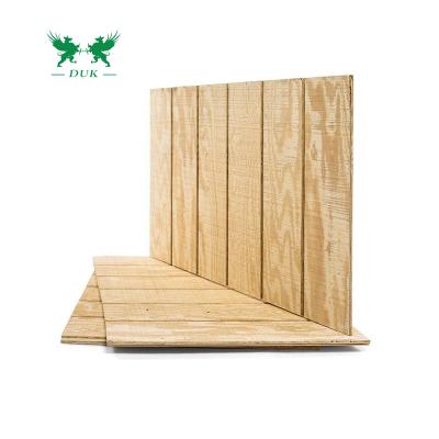 China Contemporary 9mm 12mm 15mm 17mm Full Pine Grooved Groove/Groove Plywood, T1-11 Groove Pine Plywood for sale