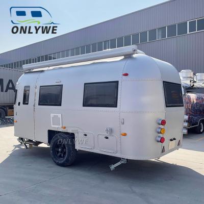 China Onlywe Travel Trailer Folding Offroad Pop Up Camping Tent RV Small Airstream Travel Trailer With Shower for sale