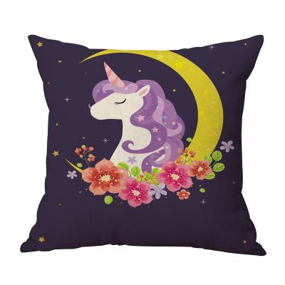 China Plain Wholesale Custom Printed Canvas Unicorn Pillow Cover Cushion for sale