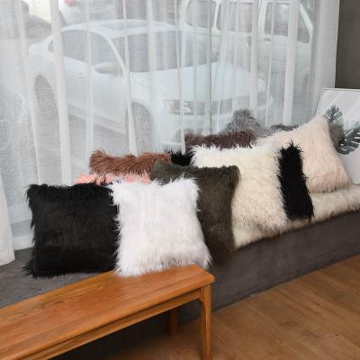 China Other Most Popular Home Decor Fur Skin Fur Pillow Cover Long Fur Pillow Case for sale