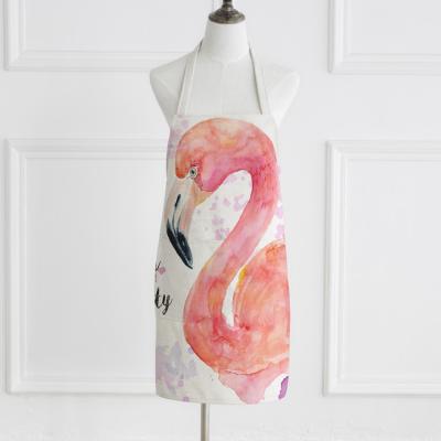 China Hign Quality Flamingo Eco - Friendly Kitchen Cotton Linen Apron Custom Print for sale