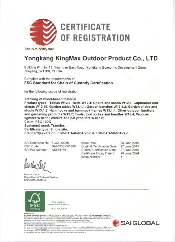 FSC - Yongkang Kingmax Outdoor Product Co., Ltd.