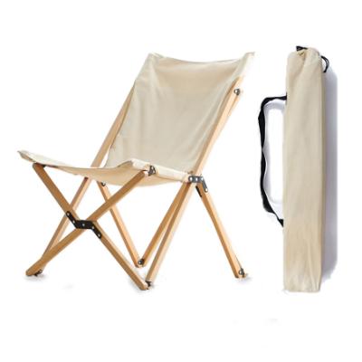 China Easy-carry Customize Portable Lightweight Folding Wooden Camping Fishing Chair Beech Wood For Beach for sale