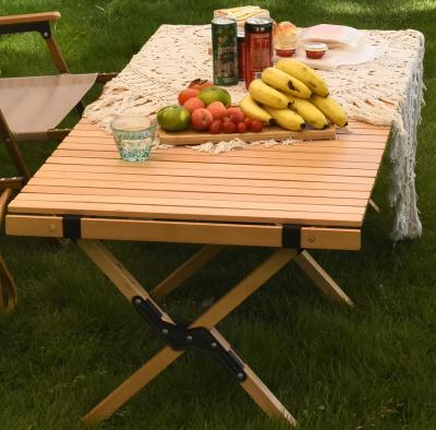 China China Wholesale Durable Easy Folding Wooden Table Rectangular Camping Foldable Roll Up Wooden Table for sale