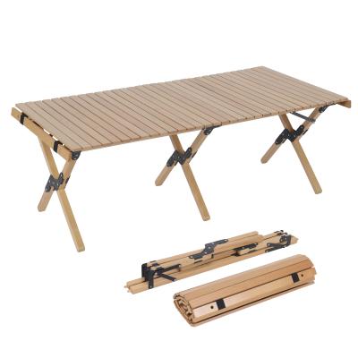 China Durable Factory Direct Supplier Picnic Foldable Outdoor Wooden Camping Rolling Table for sale