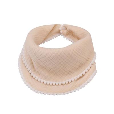 China Ivy40621A Muslin Viable Gauze Cotton Baby Bibs Tassel Design Infants Single Bandana Drool Bibs for sale