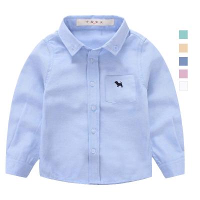 China Ivy40807A 2021 Anti-Shrink Kids Long Sleeve Solid Color Plain Cotton Boys Children Kids Shirts White Shirts for sale