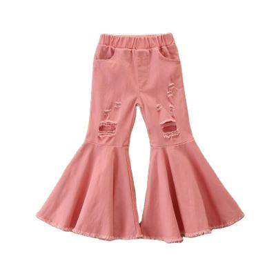 China Ivy40608A Sustainable High Quality Soft Denim Boutique Pants Casual Cute Little Girl Rocket Pants Kids Jeans for sale