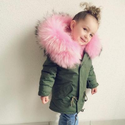 China Ivy10655A Fashion Kids Jacket Winter Faux Raccoon Fur Coats Girls Anti-Shrink High Quality Bomber Jacket for sale