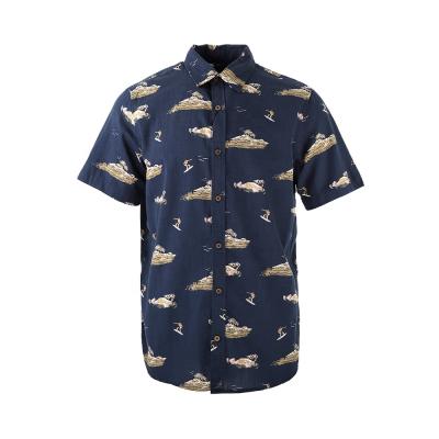 China New Fashion Brand Summer Viable Custom Sleeve Print Shorts Hawaiian Beach Cotton Shirt For Men for sale