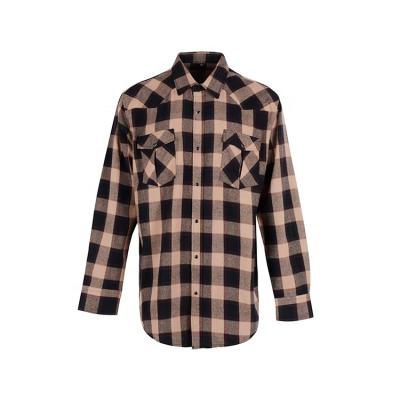 China Men's Plaid Dye Yarn Competitive Price Breathable Comfortable Woven Cotton Shirt Styles Brown And Black for sale