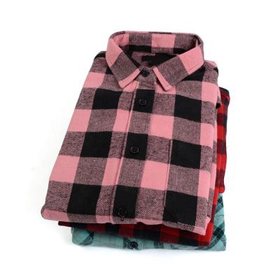 China Autumn Winter Breathable Long Sleeve Good Quality Plaid Classic Yarn Dyed Flannel Shirt For Elegant Women for sale