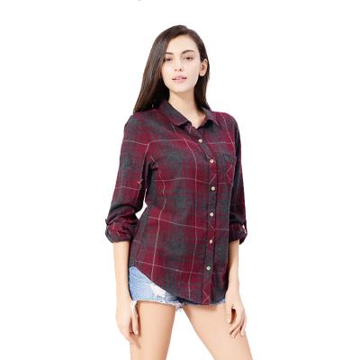 China Anti-wrinkle sell well new styles high quality long sleeve cotton women flannel plaid shirt for sale