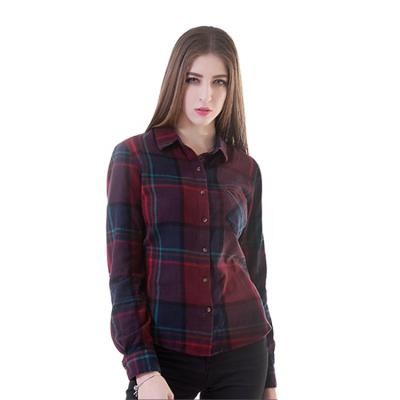 China Best Price Custom Soft Casual Long Sleeve Cotton Flannel Check Shirt Women Breathable for sale