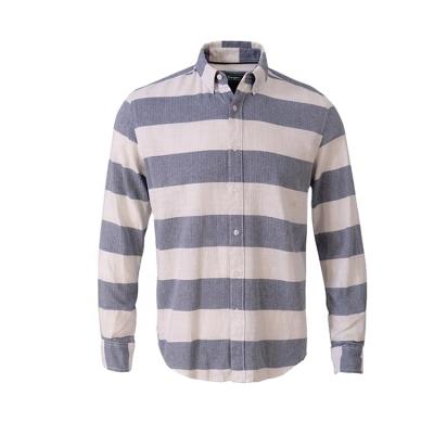 China Handsome Sustainable Good Quality High Quality Full Sleeve Yarn Dyed Striped Cotton Oxford Casual Shirt For Men for sale