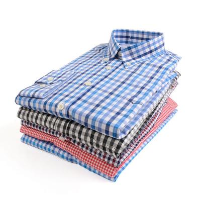 China Turn-down collar design cotton sleeve breathable pure soft poplin woven stylish casual plaid shirt long for men for sale