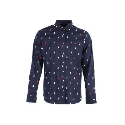 China Breathable Professional Popular Unique Printing Single Poplin Woven Cotton 100% Long Sleeve Shirt For Men for sale