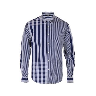 China Breathable Fashionable Comfortable Woven Custom Yarn Dyed Vertical Striped Pure Cotton Casual Shirt for sale