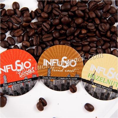 China Luckytime Reusable Nespresso Coffee Pods Aluminum Foil Moisture Proof Custom Lids for sale