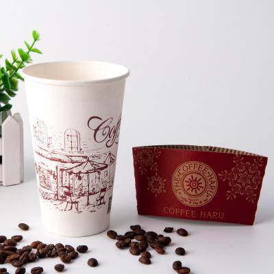 China Luckytime Disposable Custom Printed Eco-Friendly Wholesale Price Single Wall Paper Cup With Sleeve For Hot Drink And Cold Drink for sale